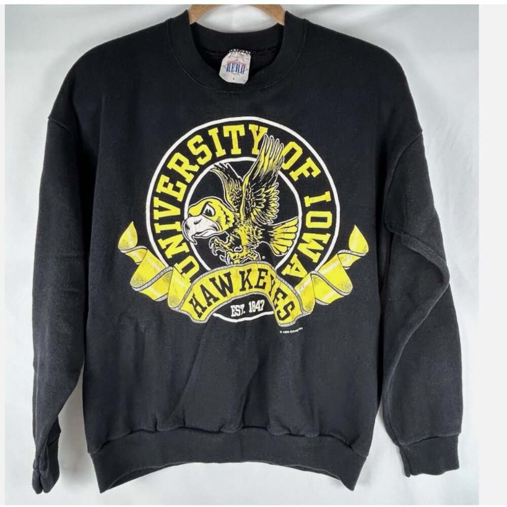 Vintage 1990 University Of Iowa Hawkeyes Saturdays Hero Sweatshirt Size L USA